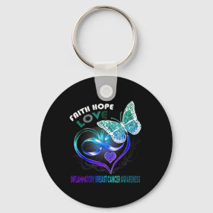 Faith Hope Love Male Breast Cancer Awareness Heart Keychain