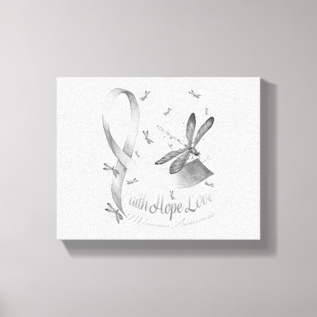 Faith Hope Love Melanoma Awareness Dragonfly Canvas Print (Front)