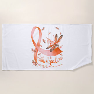Faith Hope Love MS Awareness Dragonfly Beach Towel