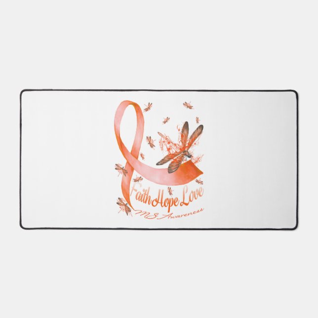 Faith Hope Love MS Awareness Dragonfly Desk Mat (Front)