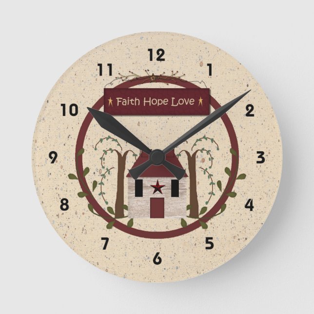 Faith Hope Love Mur Horloge (Recto)