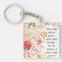 "Faith Hope Love" Orange Gold Watercolor Floral