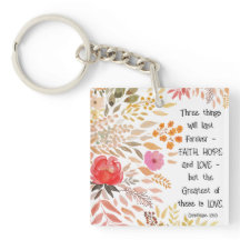 "Faith Hope Love" Orange Gold Watercolor Floral