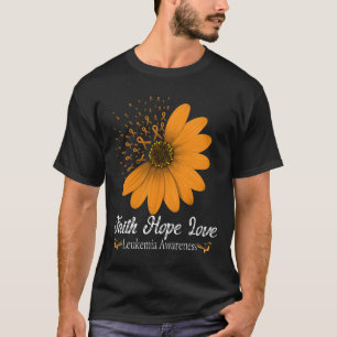 Faith Hope Love Orange Ribbon Blood Cancer Support T-Shirt