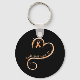 Faith Hope Love Orange Ribbon Leukaemia Awareness Keychain