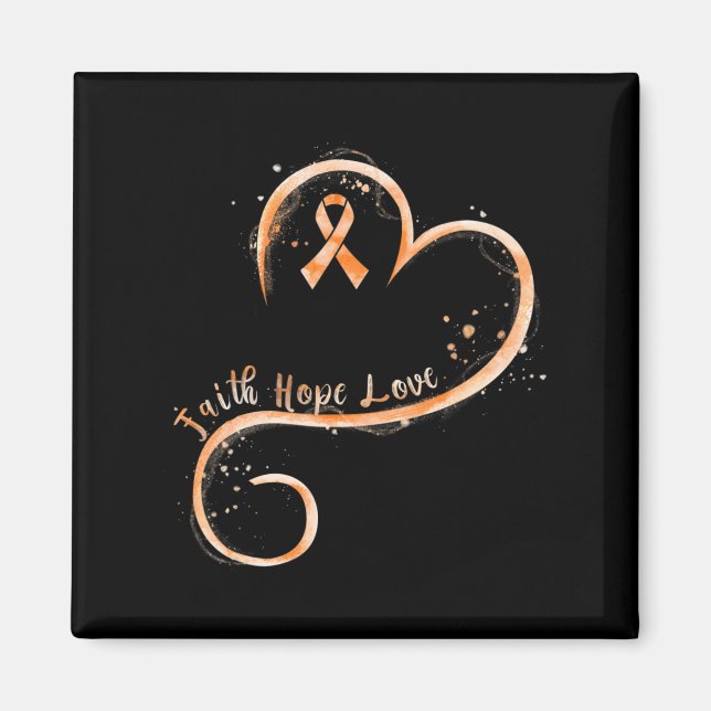 Faith Hope Love Orange Ribbon Leukemia Awareness  Magnet (Front)