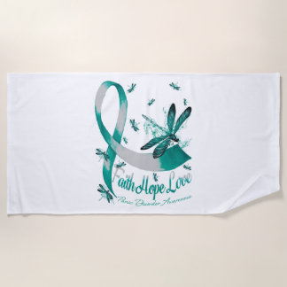 Faith Hope Love Panic Disorder Awareness Dragonfly Beach Towel