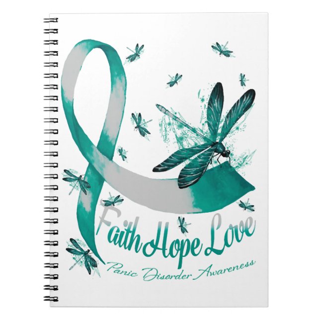 Faith Hope Love Panic Disorder Awareness Dragonfly Notebook (Front)