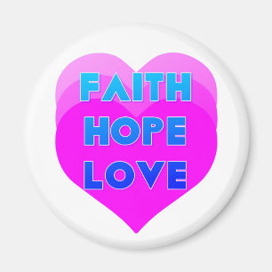 Faith Hope Love Pink Hearts Inspirational Magnet
