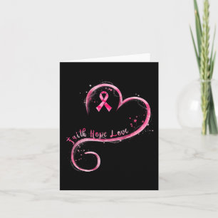 Faith Hope Love Pink Ribbon Breast Cancer Awarenes Card