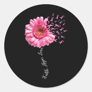 Faith Hope Love Pink Ribbon Daisy Flower Breast Ca Classic Round Sticker
