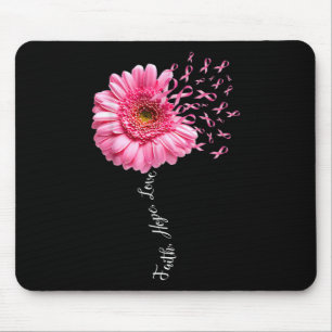 Faith Hope Love Pink Ribbon Daisy Flower Breast Ca Mouse Pad