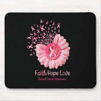 Faith Hope Love Pink Ribbon Sunflower Breast Cance Mouse Pad