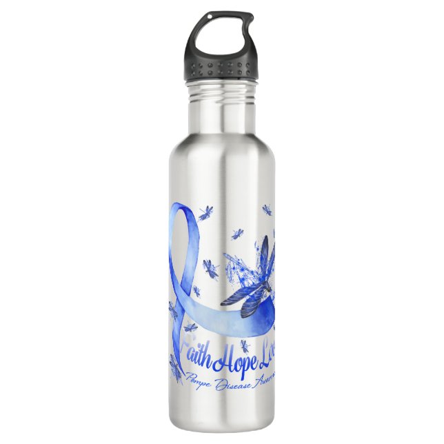 Faith Hope Love Pompe Disease Awareness Dragonfly 710 Ml Water Bottle (Front)