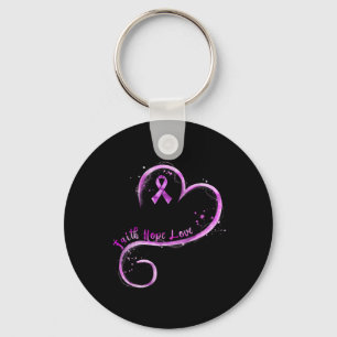 Faith Hope Love Purple Ribbon Overdose Awareness Keychain