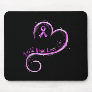 Faith Hope Love Purple Ribbon Overdose Awareness Mouse Pad