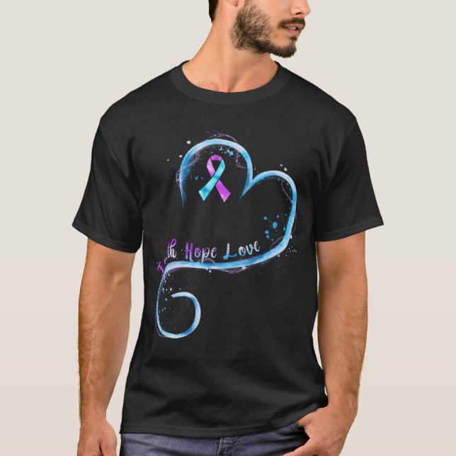 Faith Hope Love Purple Ribbon Rheumatoid Arthritis T-Shirt (Front)