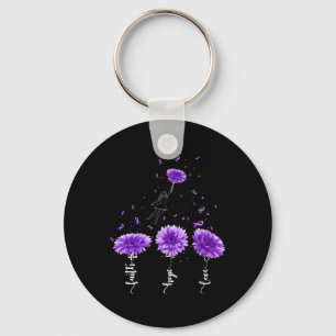Faith Hope Love Purple Sunflower Fibromyalgia Awar Keychain