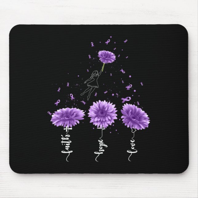 Faith Hope Love Purple Sunflower Overdose Awarenes Mouse Pad (Front)