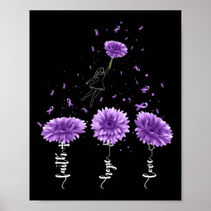 Faith Hope Love Purple Sunflower Overdose Awarenes Poster