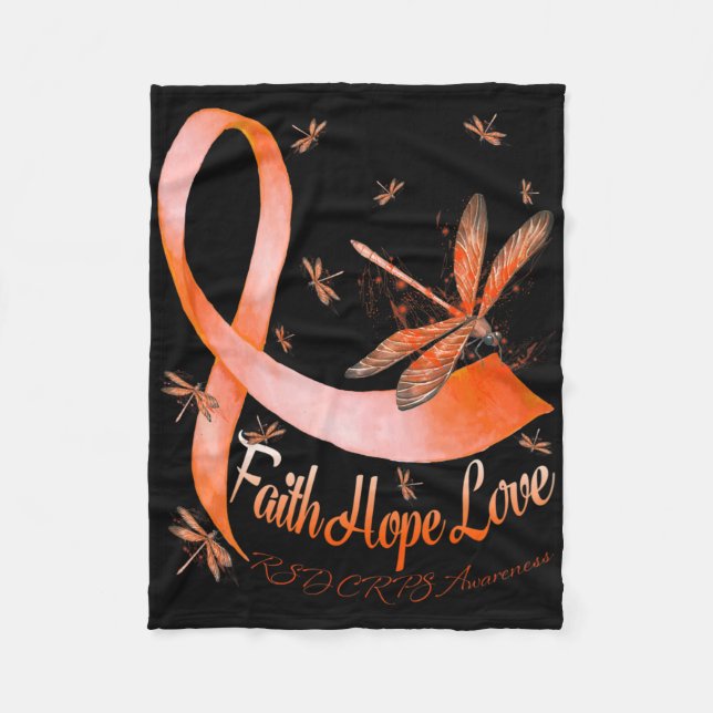 Faith Hope Love Rsd Crps Awareness Dragonfly  Fleece Blanket (Front)