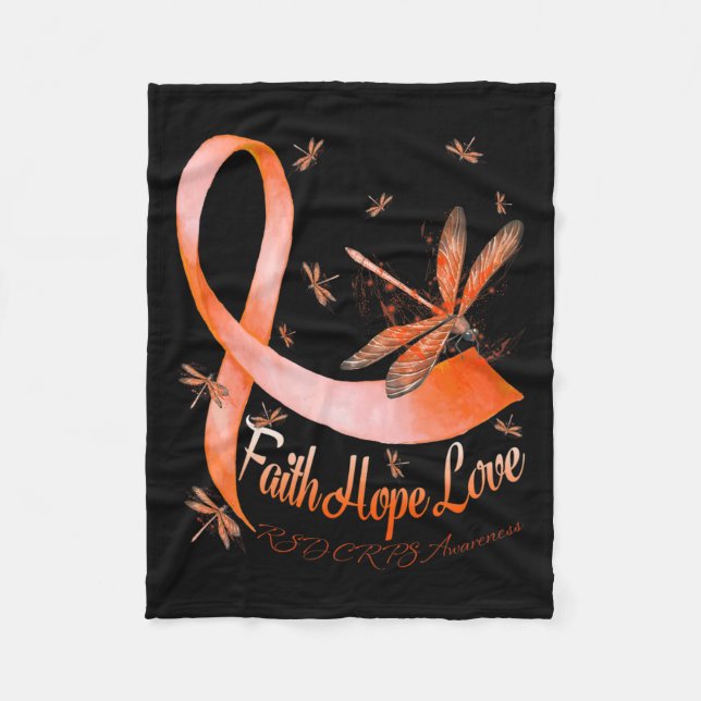 Faith Hope Love Rsd Crps Awareness Dragonfly  Fleece Blanket (Front)