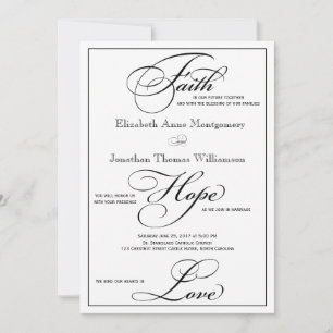 Faith Hope Love Script Faire-part de mariage