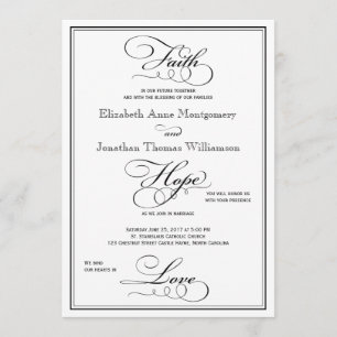 Faith Hope Love Script Faire-part de mariage