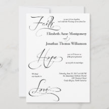 Faith Hope Love Script Faire-part de mariage