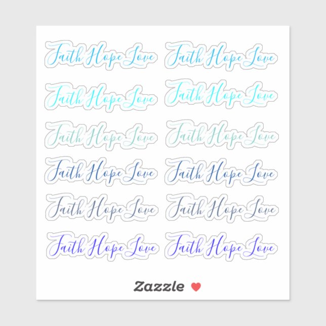Faith Hope Love script stickers (Sheet)