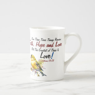 Faith, Hope, Love Scripture Modern Bone China Mug