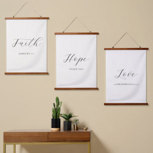 Faith Hope Love Set of 3 Wall Art Tapestry