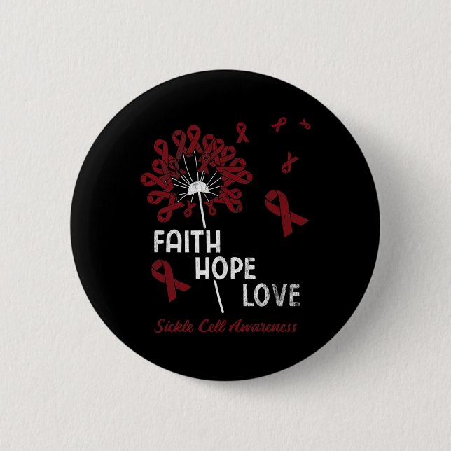 Faith Hope Love Sickle Cell Awareness 1 2 Inch Round Button (Front)