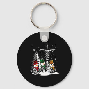 Faith Hope Love Snowman Jesus Christian Tree Chris Keychain