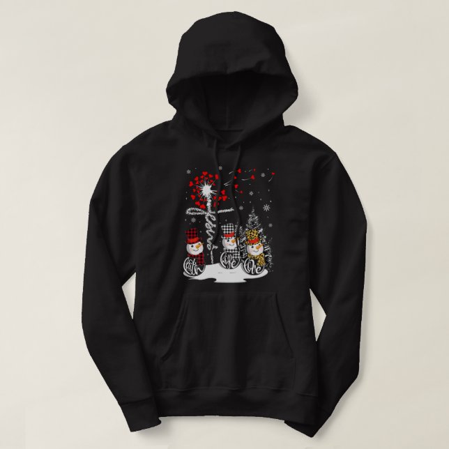 Faith Hope Love Snowman Jesus Dandelion Christian  Hoodie (Design Front)