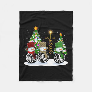 Faith Hope Love Snowman Jesus Fun Xmas Cross For C Fleece Blanket