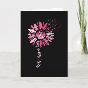 Faith Hope Love Sunflower Breast Cancer Awareness  Card