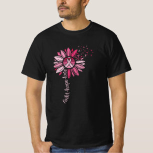 Faith Hope Love Sunflower Breast Cancer Awareness T-Shirt