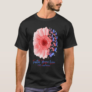 Faith Hope Love Sunflower Butterfly Chd Awareness T-Shirt