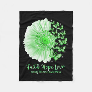 Faith Hope Love Sunflower Butterfly Kidney Disease Fleece Blanket