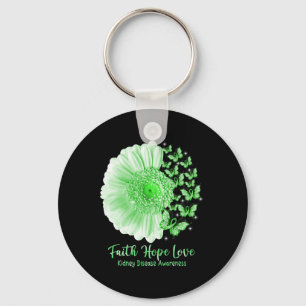 Faith Hope Love Sunflower Butterfly Kidney Disease Keychain