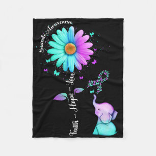Faith Hope Love Sunflower Elephant Suicide Awarene Fleece Blanket