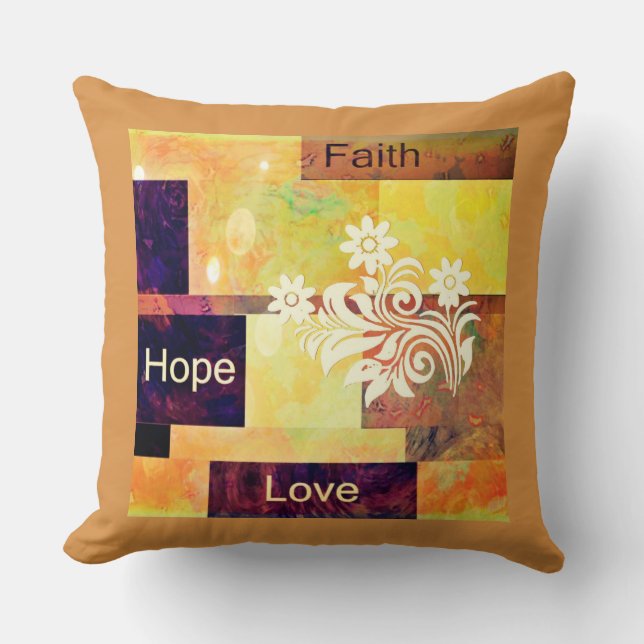 Faith Hope Love Throw Pillow (Front)