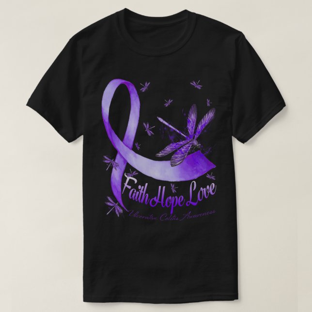 Faith Hope Love Ulcerative Colitis Awareness Drago T-Shirt (Design Front)
