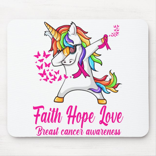 faith hope love unicorn breast cancer awareness mouse pad (Front)