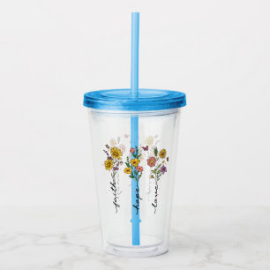 Faith, Hope, Love – Vibrant Floral Inspirational Acrylic Tumbler