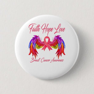 Faith Hope Love Wings Breast Cancer Awareness ver2 2 Inch Round Button