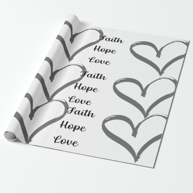 Faith, Hope, Love wrapping paper (Unrolled)