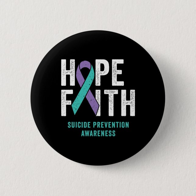 Faith Hope Suicide Prevention Awareness Purple And 2 Inch Round Button (Front)