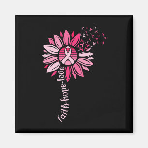Faith Hope Sunflower Pink Breast Cancer Awareness  Magnet